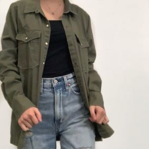 embroidered army green jacket